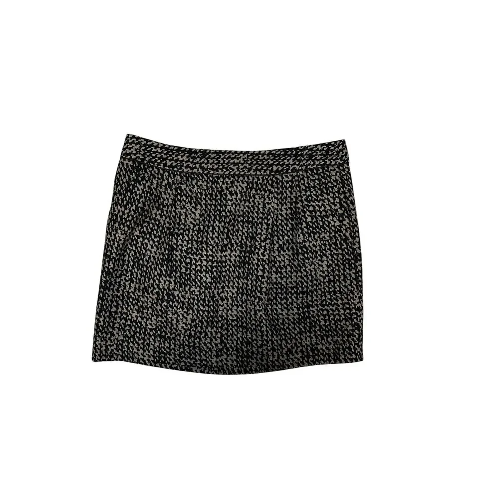 Gap Black Tan Patterned Mini Skirt With Pockets Size 8 Boho Preppy Artsy Cotton‎